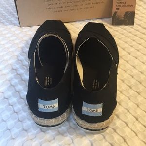 TOMS Black Platform Espadrilles